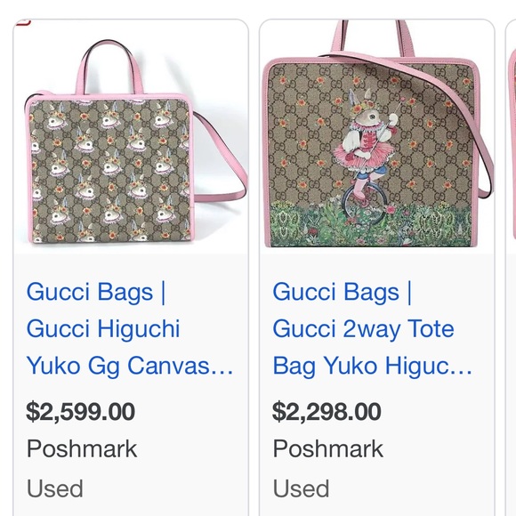 GUCCI limited Edition RARE  Higuchi Yuko XL Bunny Supreme GG Web Tote Handbag - Picture 12 of 13